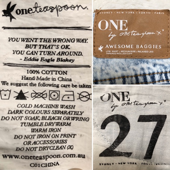 One Teaspoon Awesome Baggies Distressed Jeans 27 - Picture 8 of 8